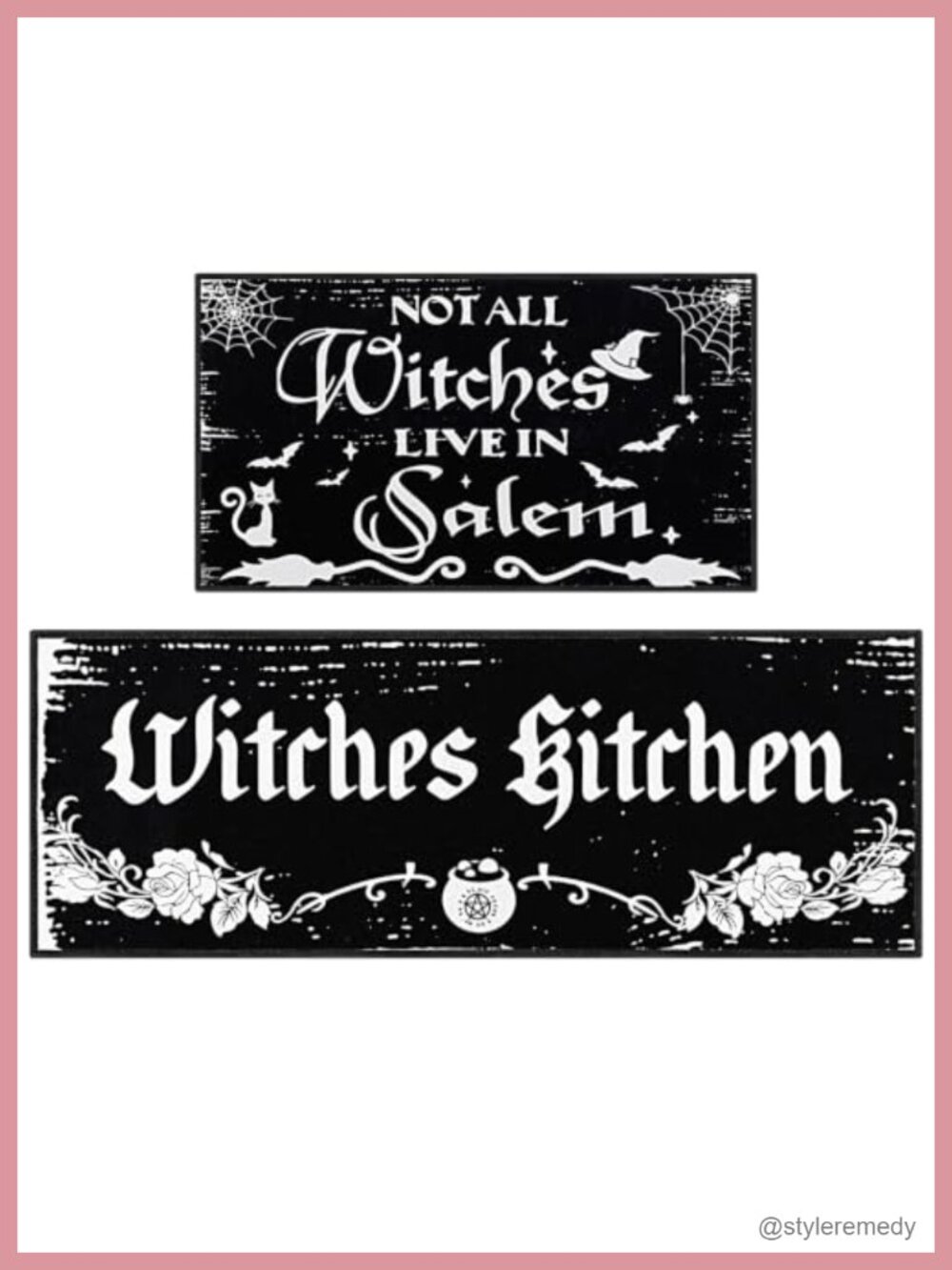 Halloween Kitchen Rugs Set of 2 Witchy Floor Mats Non Slip Rubber Backing